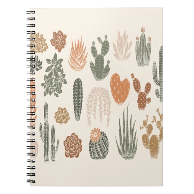 Cuaderno Cactus y un patrón suculento y fluido (Frente)