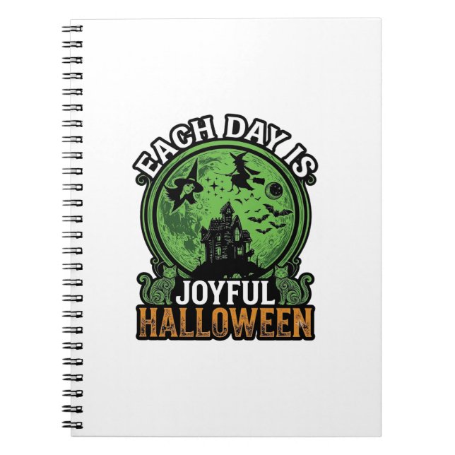 Cuaderno Cada Día Alegre Casa Embrujada de Halloween Bruja  (Frente)