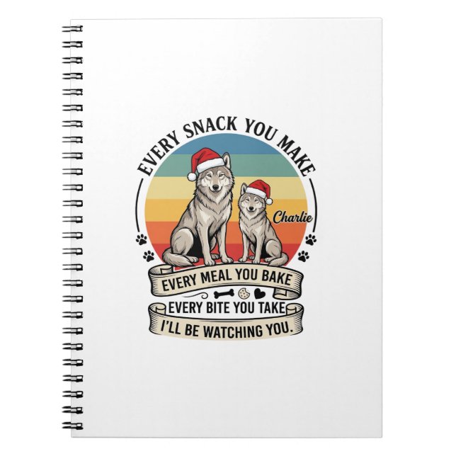 Cuaderno Cada Snack Que Hagas Perro Santa Sombrero Retro At (Frente)