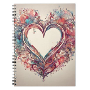 Cuaderno Cadenas de corazón- pintura de color acuático