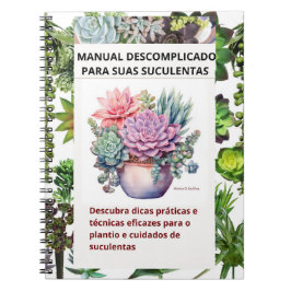 Cuaderno Caderno com capa de suculentas