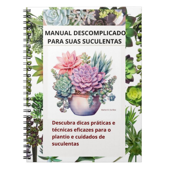 Cuaderno Caderno com capa de suculentas (Frente)