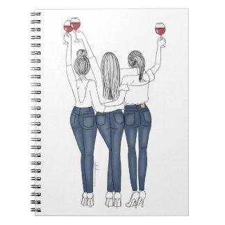 Cuaderno Caderno Desenho Amigas com Vinho