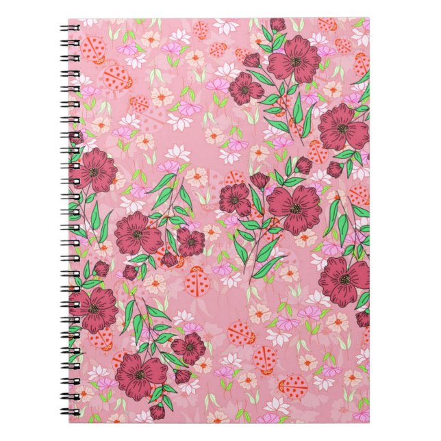 Cuaderno Caderno Espiral com Flores e joaninhas (Frente)