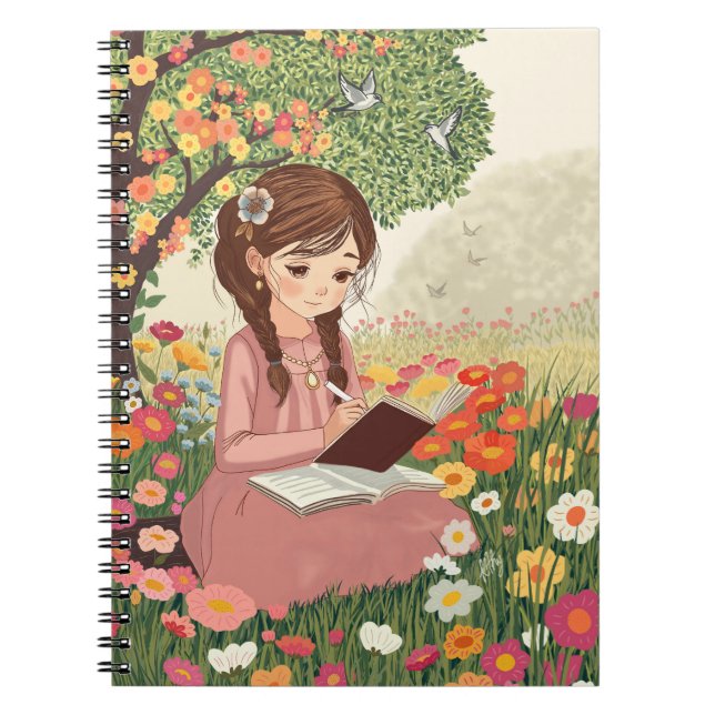 Cuaderno Caderno Espiral com Foto Menina escrevendo (Frente)