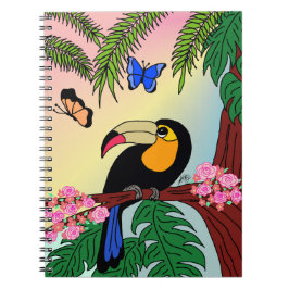 Cuaderno Caderno Espiral com Foto Tucano e borboletas