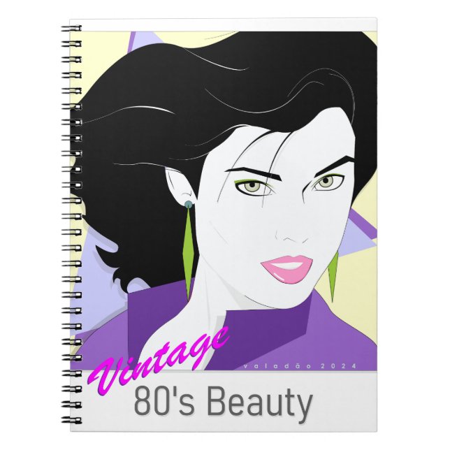 Cuaderno Caderno Espiral - com rosto de mulher 80s Style (Frente)