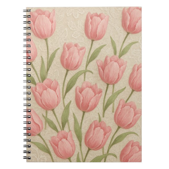 Cuaderno Caderno Espiral lírios e renda design  (Frente)