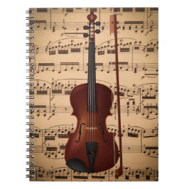 Cuaderno Caderno espiral musical com arte digital violino