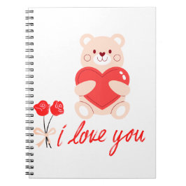 Cuaderno caderno espiral urso romântico com coração