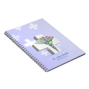 Cuaderno Caduceo Cruz Blanca Médica 3D Holográfica