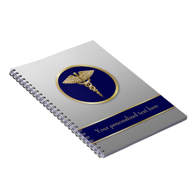 Cuaderno Caduceo Médico de Oro Profesional Azul (Lado Derecho)