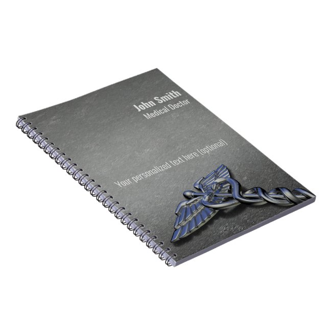 Cuaderno Caduceo Médico Profesional de Chrome (Lado Derecho)