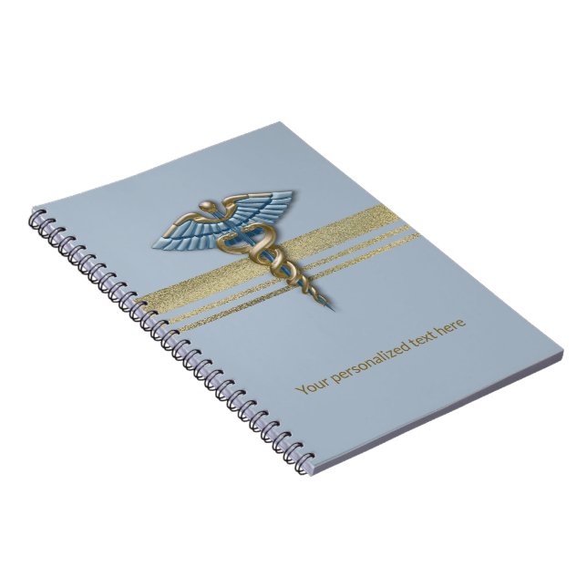 Cuaderno Caducto azul claro Faux Relieves metalizados dorad (Lado Derecho)