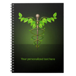 Cuaderno Caducto médico alternativo holístico hojas verdes