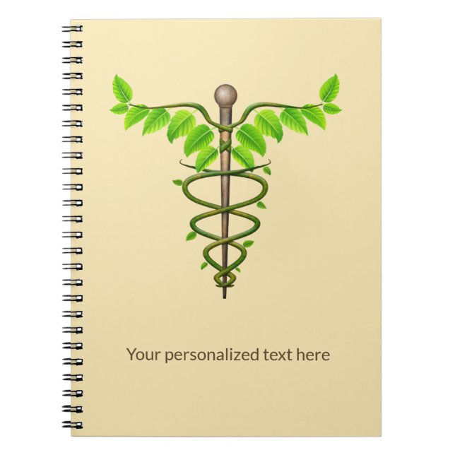 Cuaderno Caducto médico alternativo Verde deja beige (Frente)