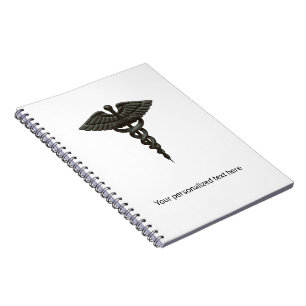 Cuaderno Caducto médico simple profesional Blanco negro