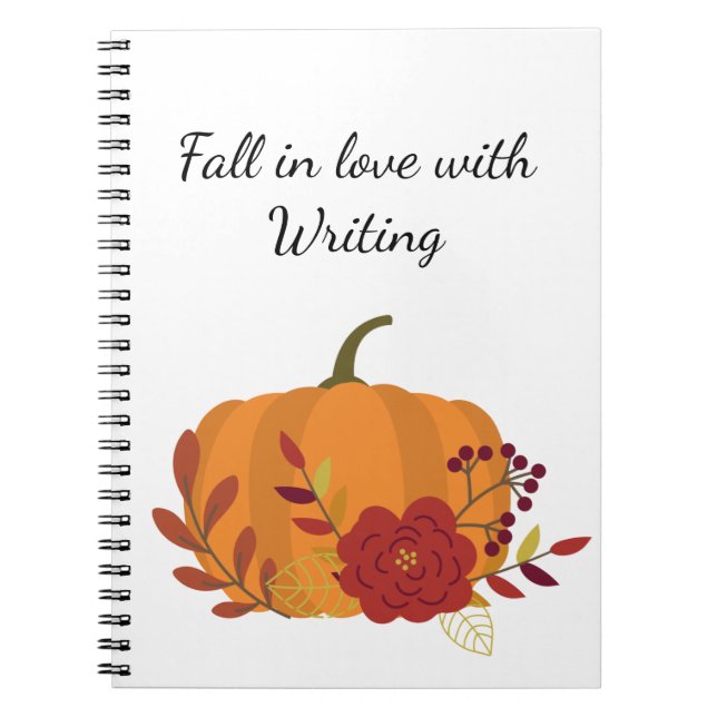 Cuaderno Caer enamorada de la calabaza de escritura con flo (Frente)