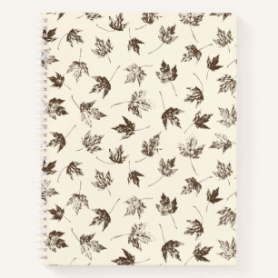 Cuaderno Caer hojas de arce en crema - patrón sin costura.
