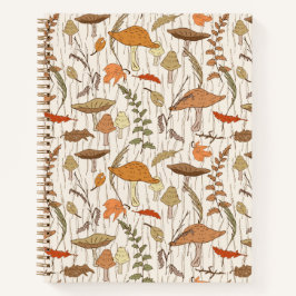 Cuaderno Caer hongos y hojas - patrón sin fisuras.