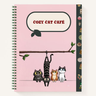 Cuaderno Café Acogedor Gatos Lindos Dibujos Animados en Ram