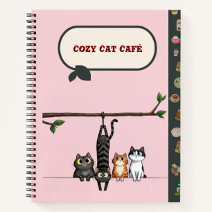 Cuaderno Café Acogedor Gatos Lindos Dibujos Animados en Ram