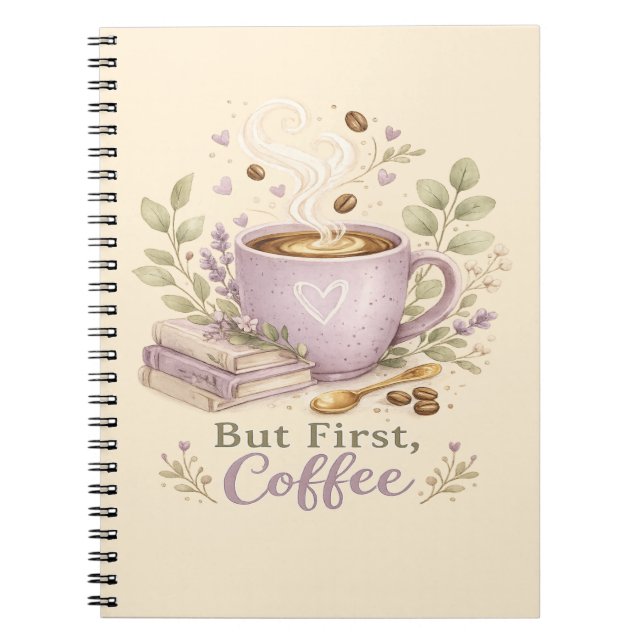 Cuaderno Café Acuarela de Lavanda Acogedor (Frente)