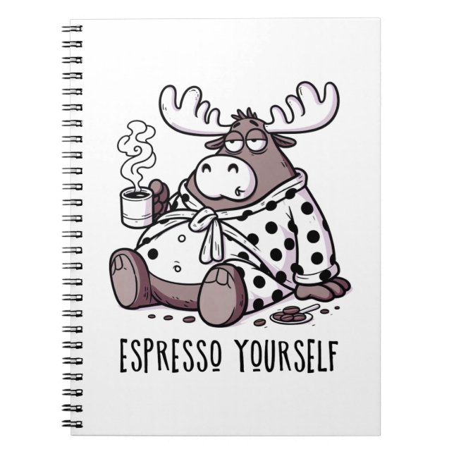 Cuaderno Café con leche de alce en un robot de polka (Frente)