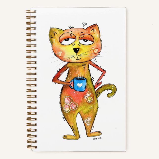 Cuaderno Café de gato tierno y caprichoso (Anverso)