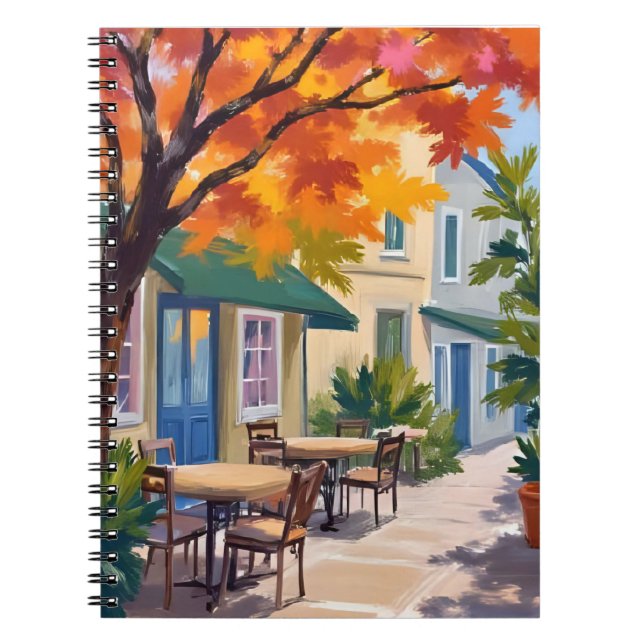 Cuaderno Café de Otoño Acuarela Follaje de Otoño (Frente)