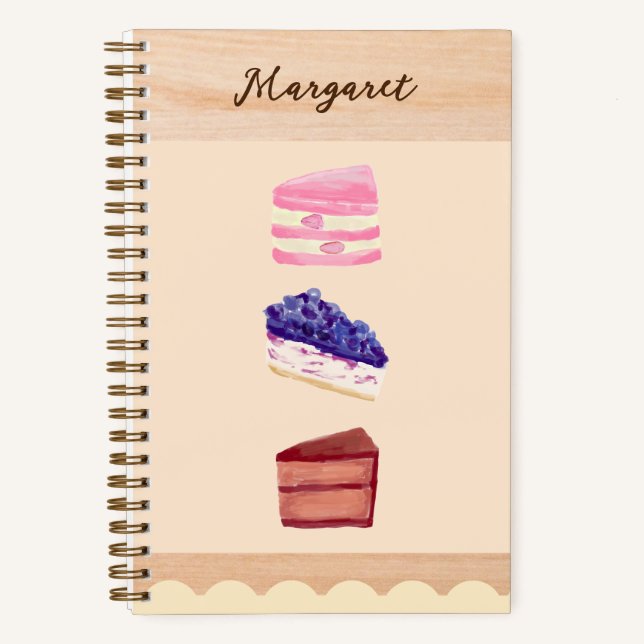 Cuaderno Café de Postres Pasteles Lindos con Nombre (Anverso)