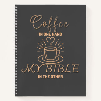 Cuaderno Café En Una Mano Mi Biblia En La Otra