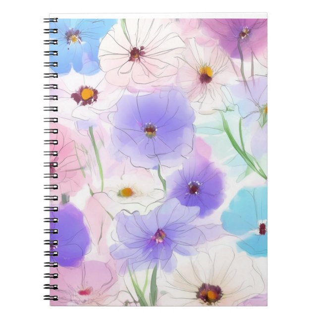 Cuaderno Café Floral Acuarela Pastel  (Frente)