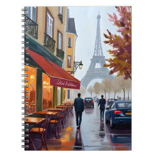 Cuaderno Café Francés París Torre Eiffel Acuarela