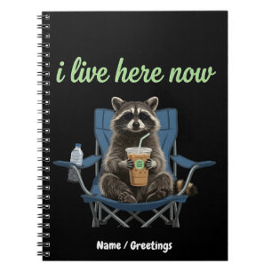 Cuaderno Café Helado de Mapache Divertido Vivo Aquí Ahora 