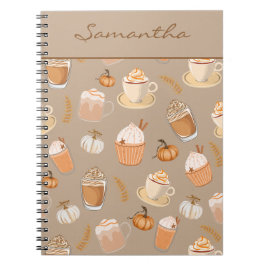 Cuaderno Café latte de café de especias de calabaza de otoñ