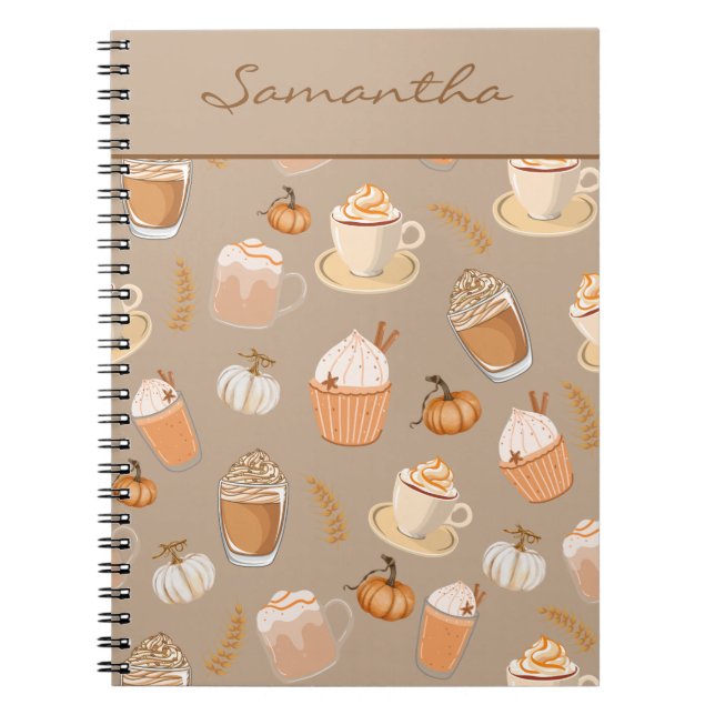 Cuaderno Café latte de café de especias de calabaza de otoñ (Frente)