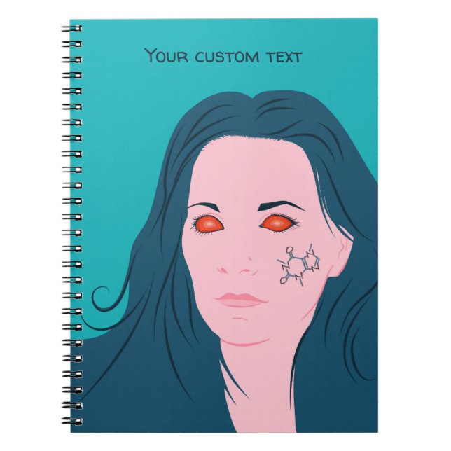 Cuaderno Café Lover Chica Caffeine Tattoo Personalizado Tex (Frente)