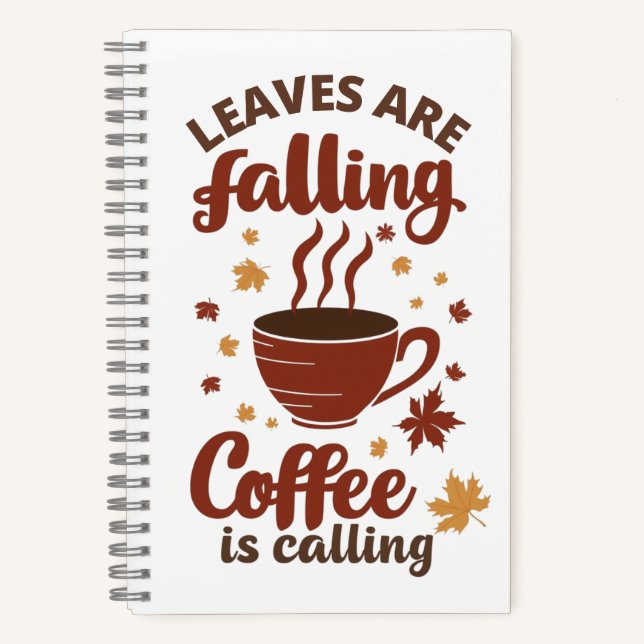 Cuaderno Café Otoñal Hojas Caídas (Anverso)
