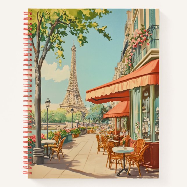 Cuaderno Café parisino con vistas a Eiffel (Anverso)