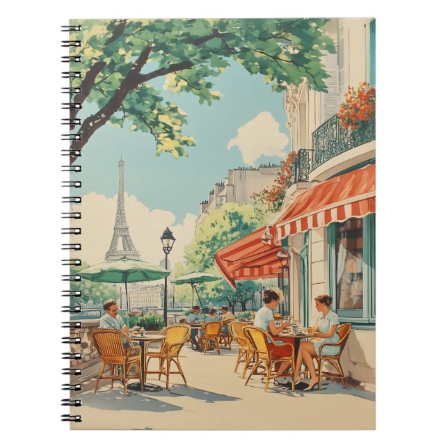 Cuaderno Café parisino con vistas a Eiffel (Frente)