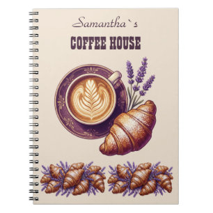 Cuaderno Cafe Personalizado Merch Croissant Vintage Con Lav