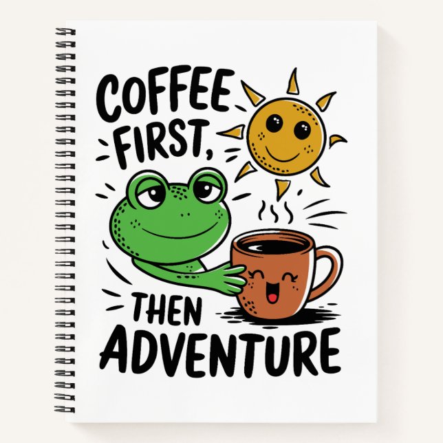 Cuaderno Café Primero Luego Aventura – Mañana de Rana Linda (Anverso)