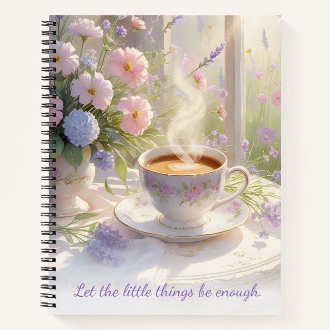 Cuaderno Café y Flores Silvestres Acogedores ・ Mañana Rústi (Anverso)