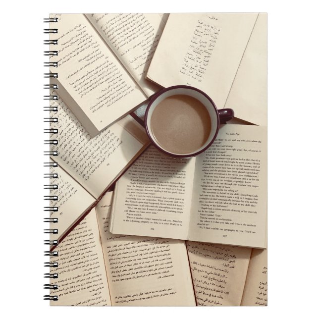 Cuaderno Café y libros estéticos de la Academia Ligera (Frente)