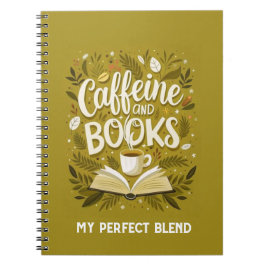 Cuaderno Cafeína y libros: mi mezcla perfecta, caligrafía