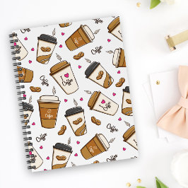 Cuaderno Cafés, Frijoles, Amante del Café, Corazones