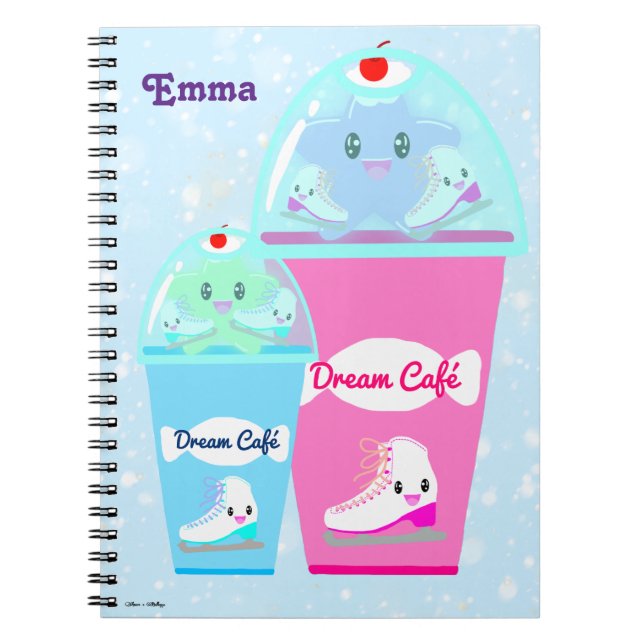 Cuaderno Cafetería de patinaje sobre hielo personalizada (Frente)