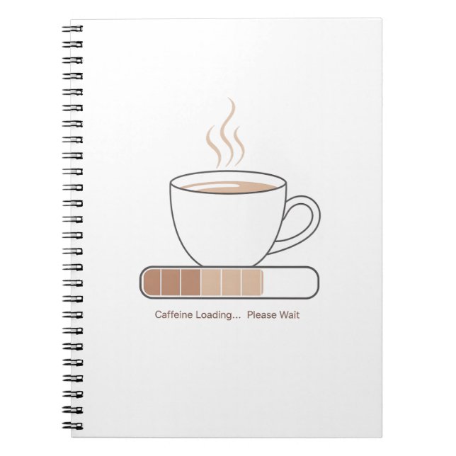 Cuaderno Caffeine Loading -Minimalist Funny Coffee Line Art (Frente)
