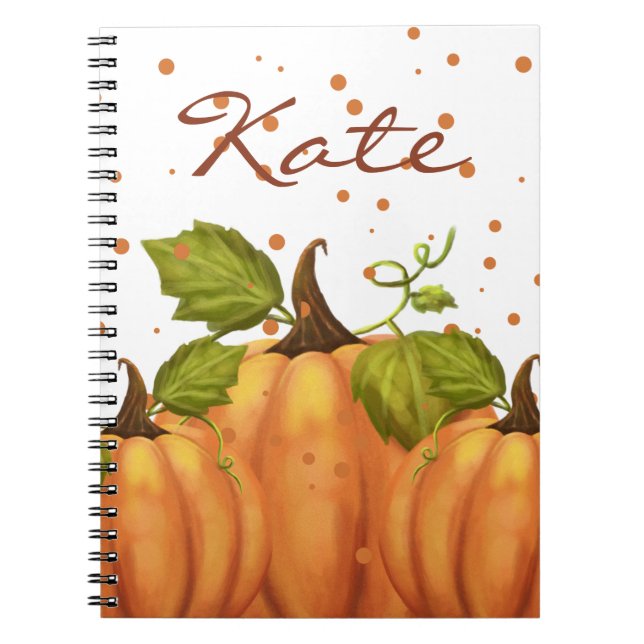 Cuaderno Caída de calabaza Naranja de otoño Nombre personal (Frente)